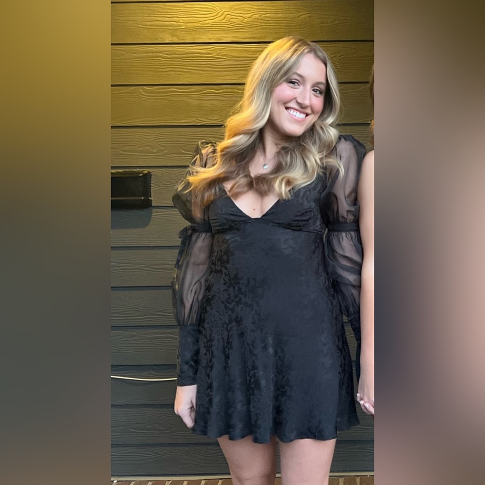 For Love and Lemons Black Sheer Sleeve Dress